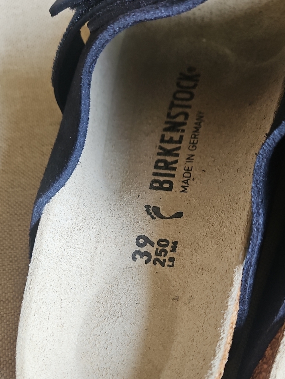Birkenstock Oita Suede Slides, Dark Navy Blue (Almost Black) Woman's 8, Men's 6 - Picture 4 of 8